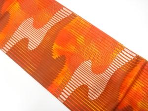 縞に流水模様織り出し　袋帯